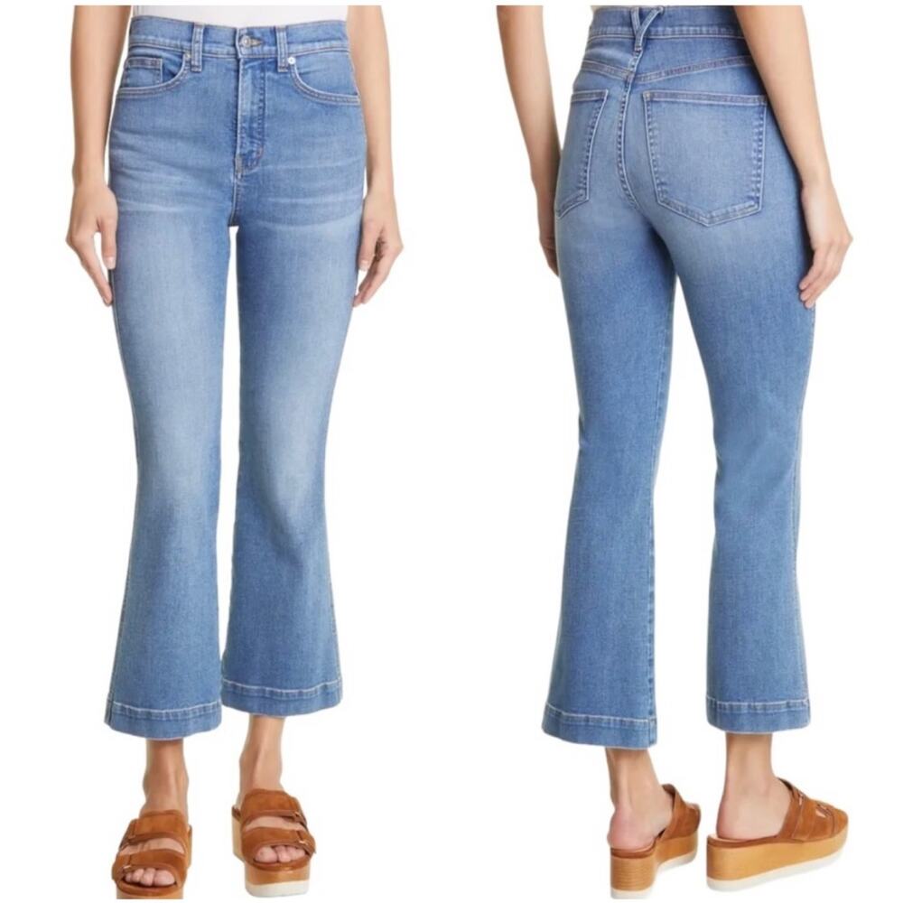 Veronica Beard Carson Ankle Flare High Waisted Juno Wash Distressed - Size 27